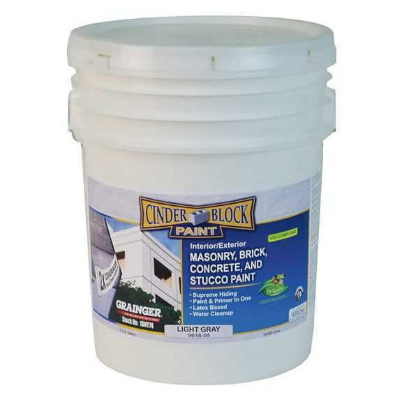 Rae Exterior Paint, Flat, Water Base, Light Gray, 5 gal 9616-05