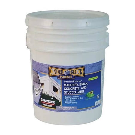 Exterior Paint, Flat, Water Base, Medium Gray, 5 gal 9618-05