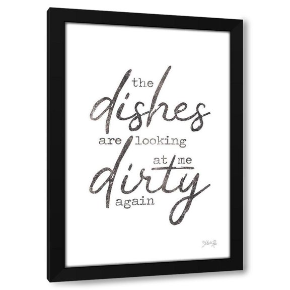 Marla Rae 11x14 Black Modern Wood Framed Wall Art Titled - Dirty Dishes