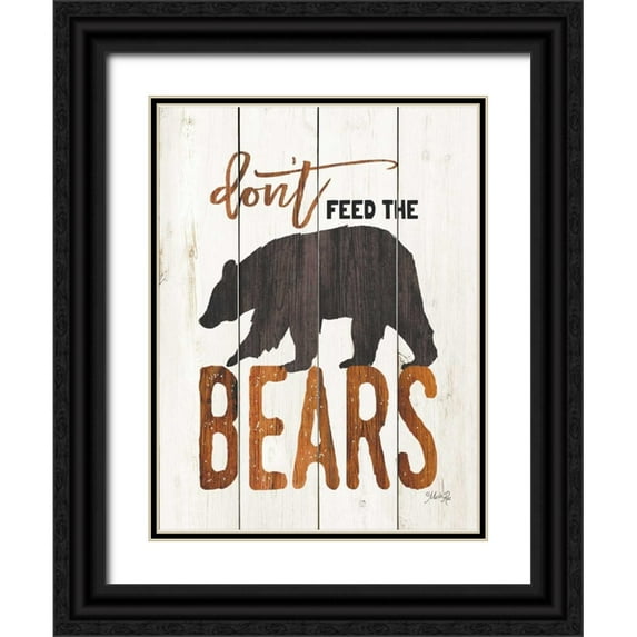 Rae, Marla 12x14 Black Ornate Wood Framed with Double Matting Museum Art Print Titled - Dont Feed the Bears