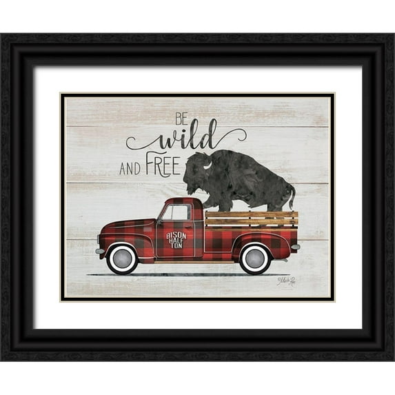 Rae, Marla 14x12 Black Ornate Wood Framed with Double Matting Museum Art Print Titled - Wild and Free Vintage Truck