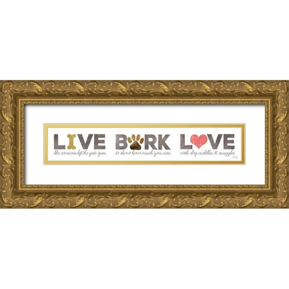 Rae, Marla 14x6 Gold Ornate Wood Framed with Double Matting Museum Art Print Titled - Live, Bark, Love