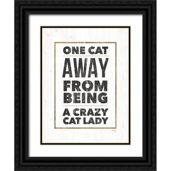 Rae, Marla 15x18 Black Ornate Wood Framed with Double Matting Museum Art Print Titled - Crazy Cat Lady
