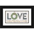 thumbnail image 1 of Rae, Marla 18x11 Black Ornate Wood Framed with Double Matting Museum Art Print Titled - Love Makes This House a Home with Wreath, 1 of 4