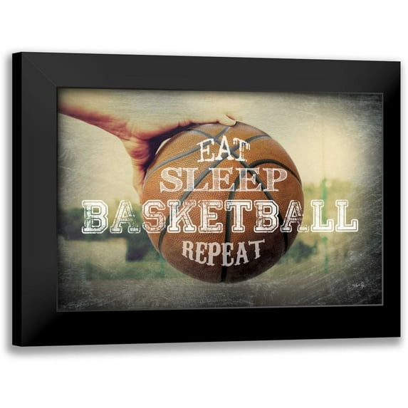 Rae, Marla 18x13 Black Modern Framed Museum Art Print Titled - Eat, Sleep, Basketball, Repeat