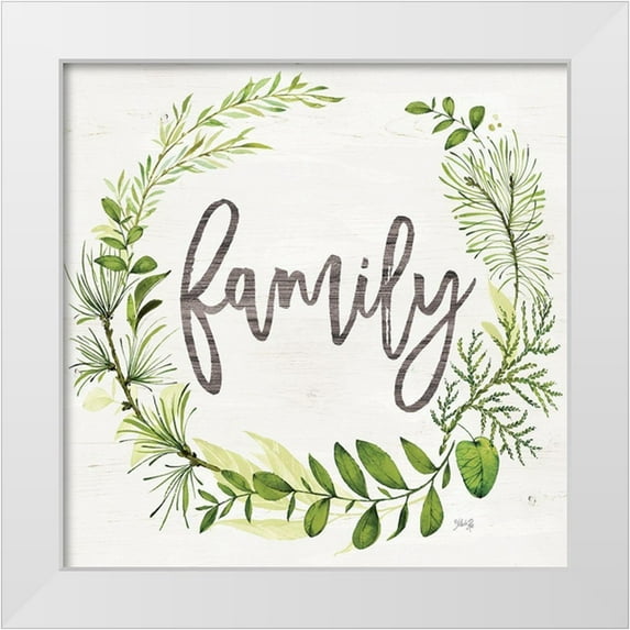 Rae, Marla 20x20 White Modern Wood Framed Museum Art Print Titled - Family Greenery Wreath
