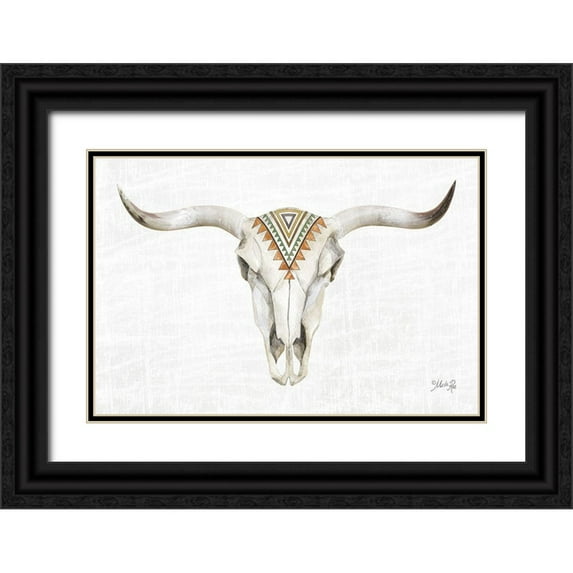 Rae, Marla 24x17 Black Ornate Wood Framed with Double Matting Museum Art Print Titled - Tribal Skull III
