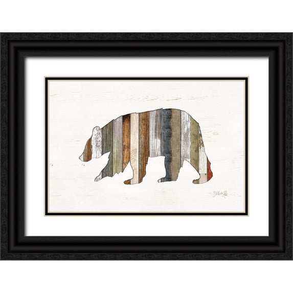 Rae, Marla 24x17 Black Ornate Wood Framed with Double Matting Museum Art Print Titled - Wood Slat Bear