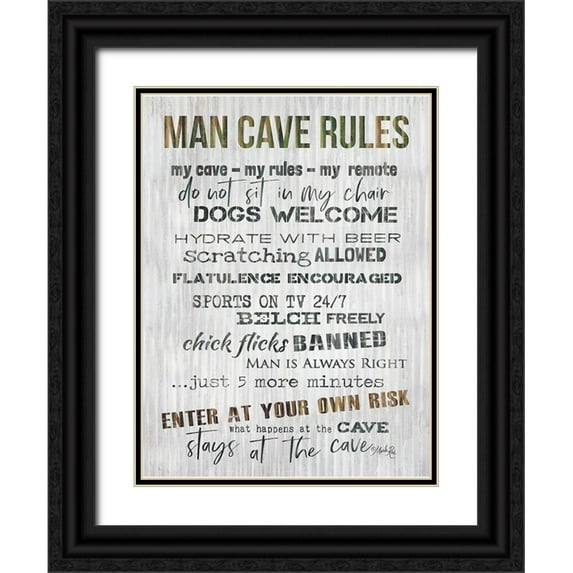 Rae, Marla 25x32 Black Ornate Wood Framed with Double Matting Museum Art Print Titled - Man Cave Rules IV