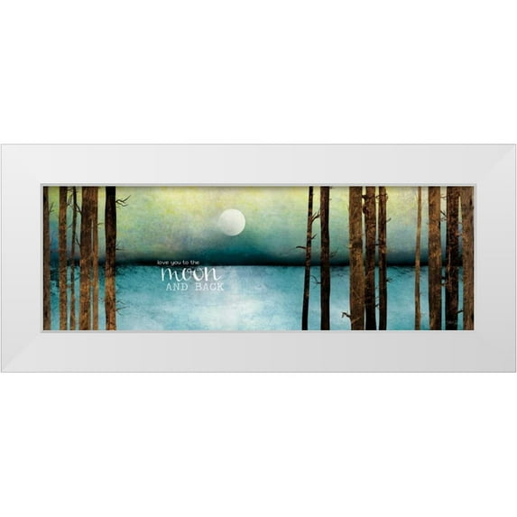 Rae, Marla 32x13 White Modern Wood Framed Museum Art Print Titled - Love You to the Moon and Back
