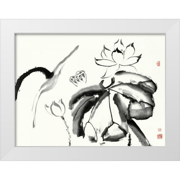 Rae, Nan 24x19 White Modern Wood Framed Museum Art Print Titled - Lotus Study III