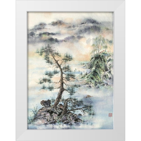 Rae, Nan 25x32 White Modern Wood Framed Museum Art Print Titled - Meeting of the Wind-Nature And Man