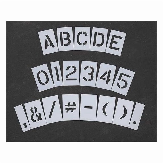 Pavement Stencil, Combination Set, A Thru Z, 0 Thru 9, Punctuation, 10 in Character Height, Clear