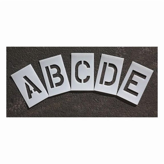 Pavement Stencil, Letter Set, A Thru Z, Blanks, 3 in Character Height, Highway Gothic Font, Clear