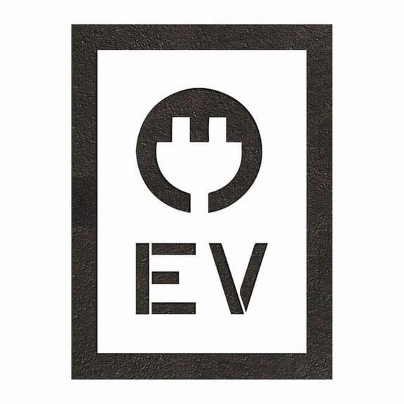Pavement Stencil, Combination Set, Electric Car Logo, 24 in Character Height, Not Applicable Font