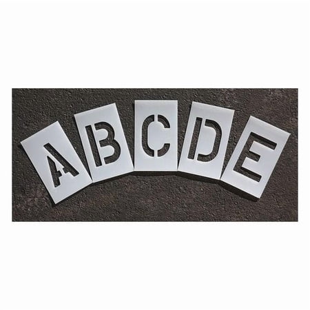Pavement Stencil, Letter Set, A Thru Z, Blanks, 6 in Character Height, Highway Gothic Font, Clear