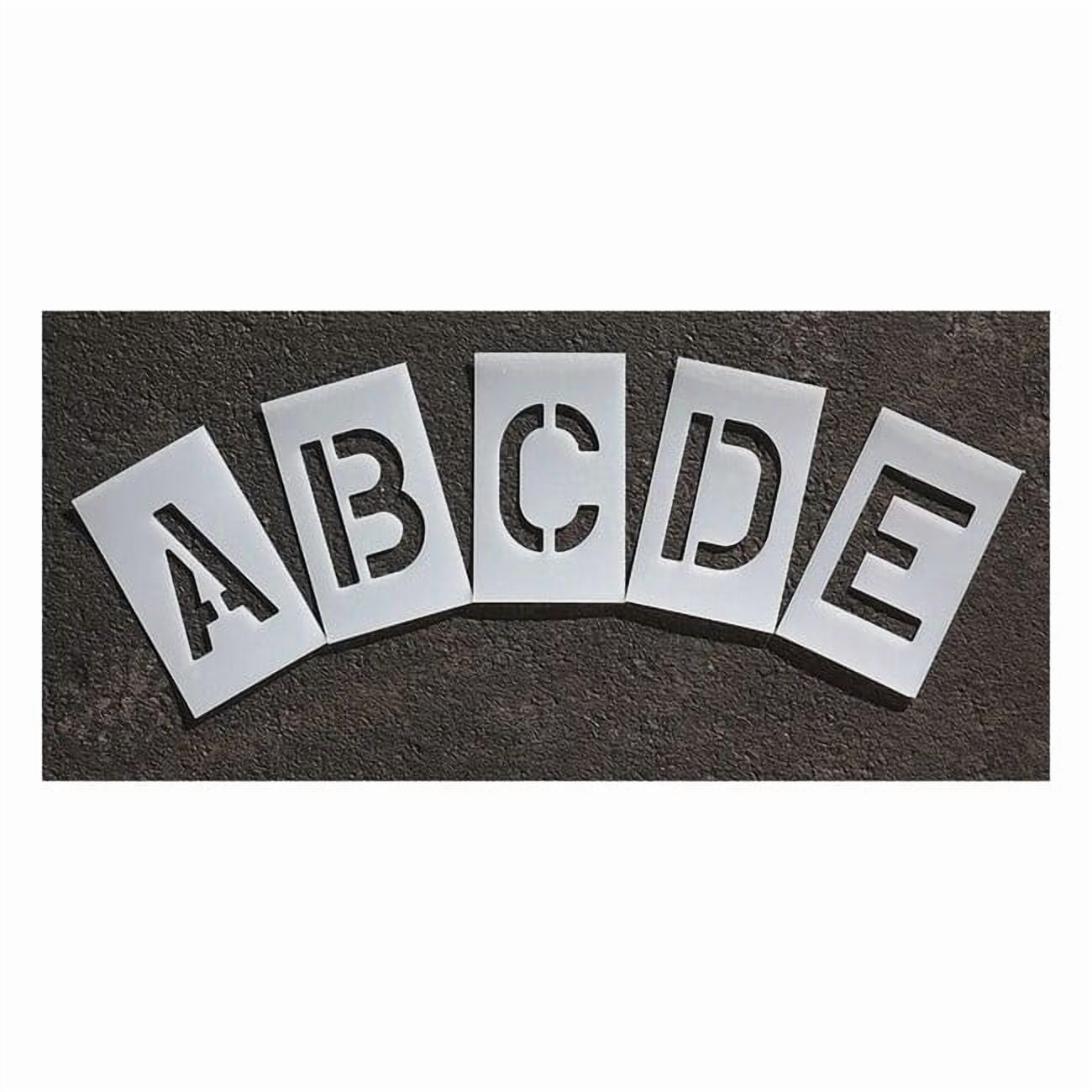 Pavement Stencil, Letter Set, A Thru Z, Blanks, 8 in Character Height, Highway Gothic Font, Clear