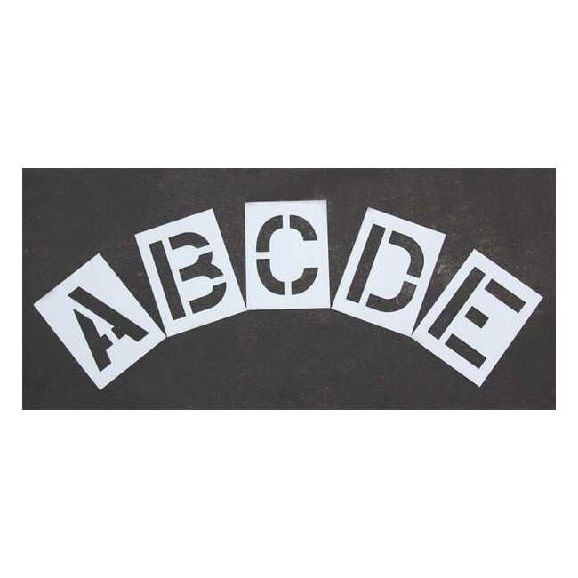 Pavement Stencil, Letter Set, A Thru Z, Blanks, 12 in Character Height, Highway Gothic Font, Clear