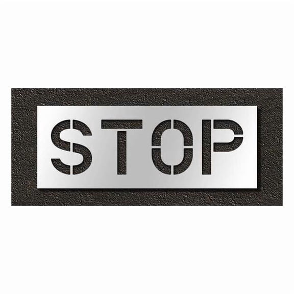Pavement Stencil, Message, Stop, 12 in Character Height, Highway Gothic Font, Polyethylene, Clear