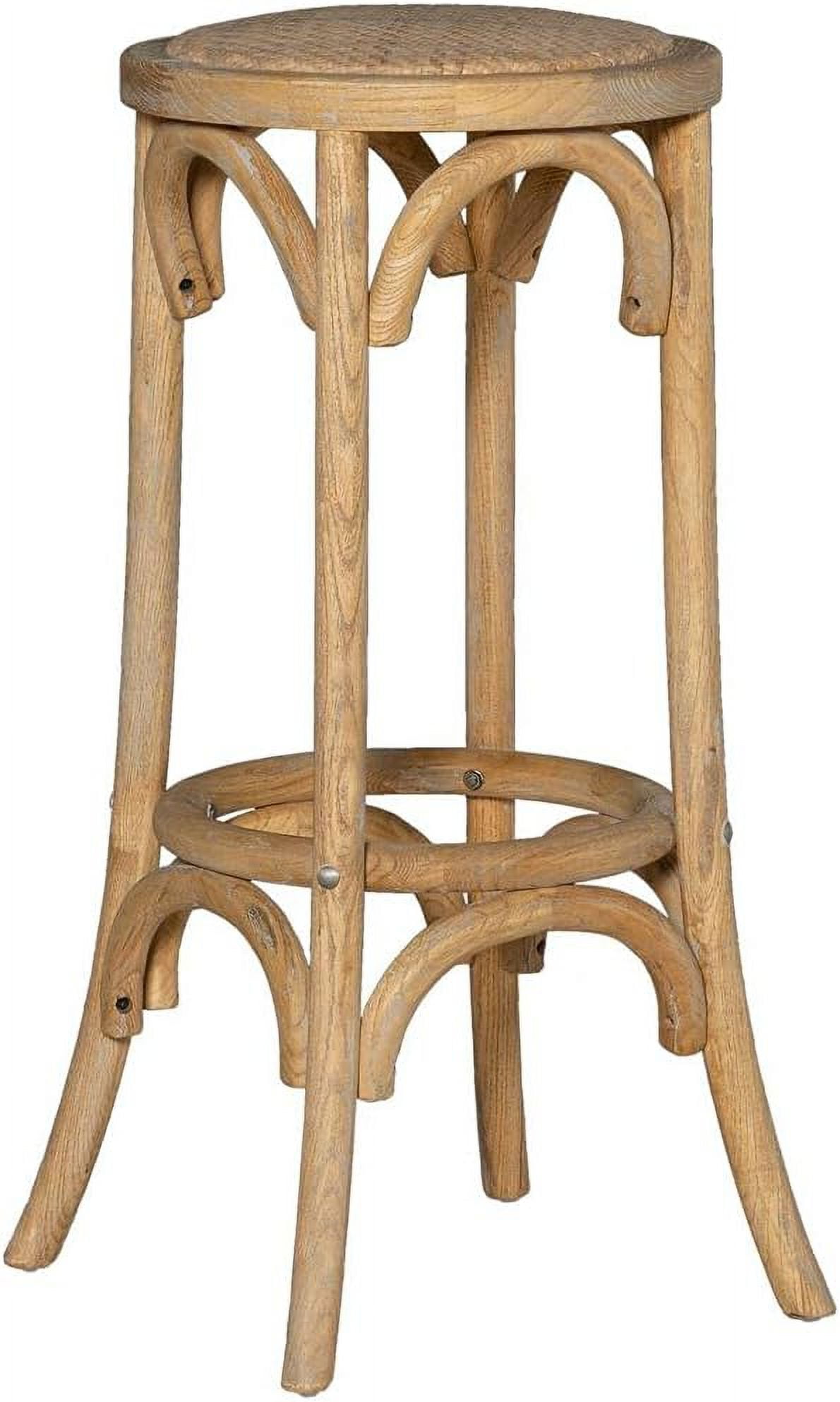 Rae Rustic Beige Elm Wood Backless Bar Stool