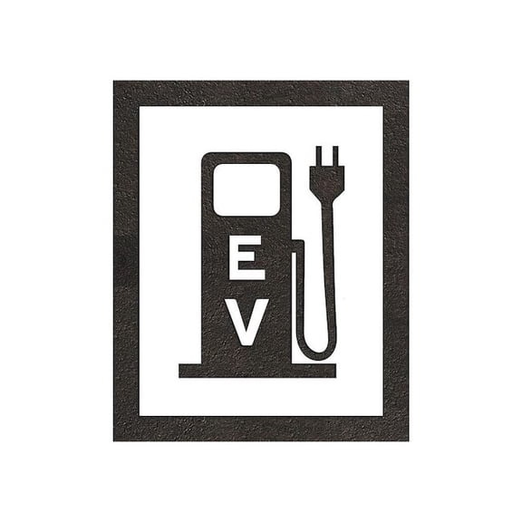 Pavement Stencil, Combination Set, Electric Car Logo, 24 in Character Height, Not Applicable Font