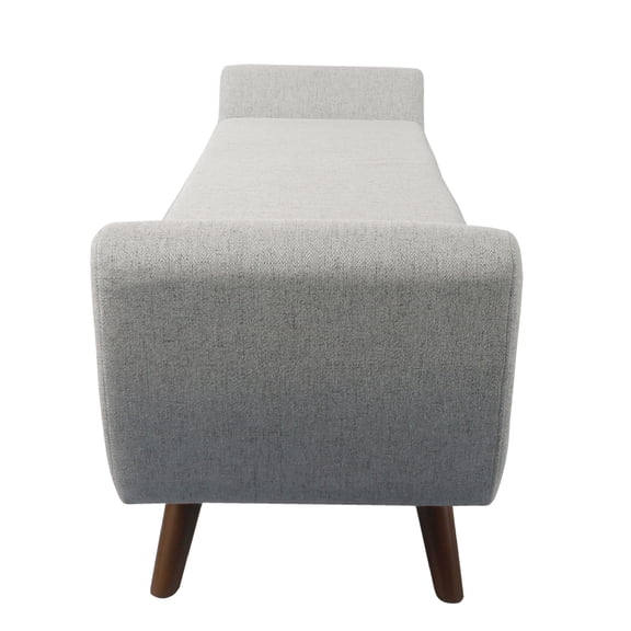 Rae Storage Bench Ottoman with Arms, Light Gray Woven Fabric, 60 Inch