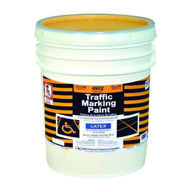 Rae Traffic Zone Marking Paint, 5 gal., Yellow, Latex Acrylic -Based 4902-05