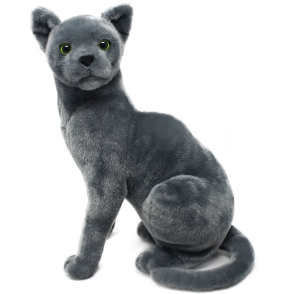 Rae the Russian Blue Cat | 12 Inch Grey Stuffed Animal Plush Gray Cat | By TigerHart Toys