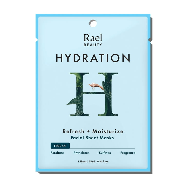 Rael Beauty Hydration Facial Sheet Mask for Dry Skin, Refresh and