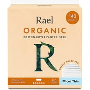 Rael Certified Organic Cotton Cover Microthin Panty Liner, 140 count