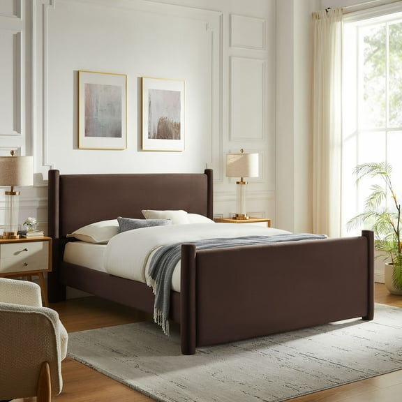 Rael Full Platform Bed in Chocolate Brown