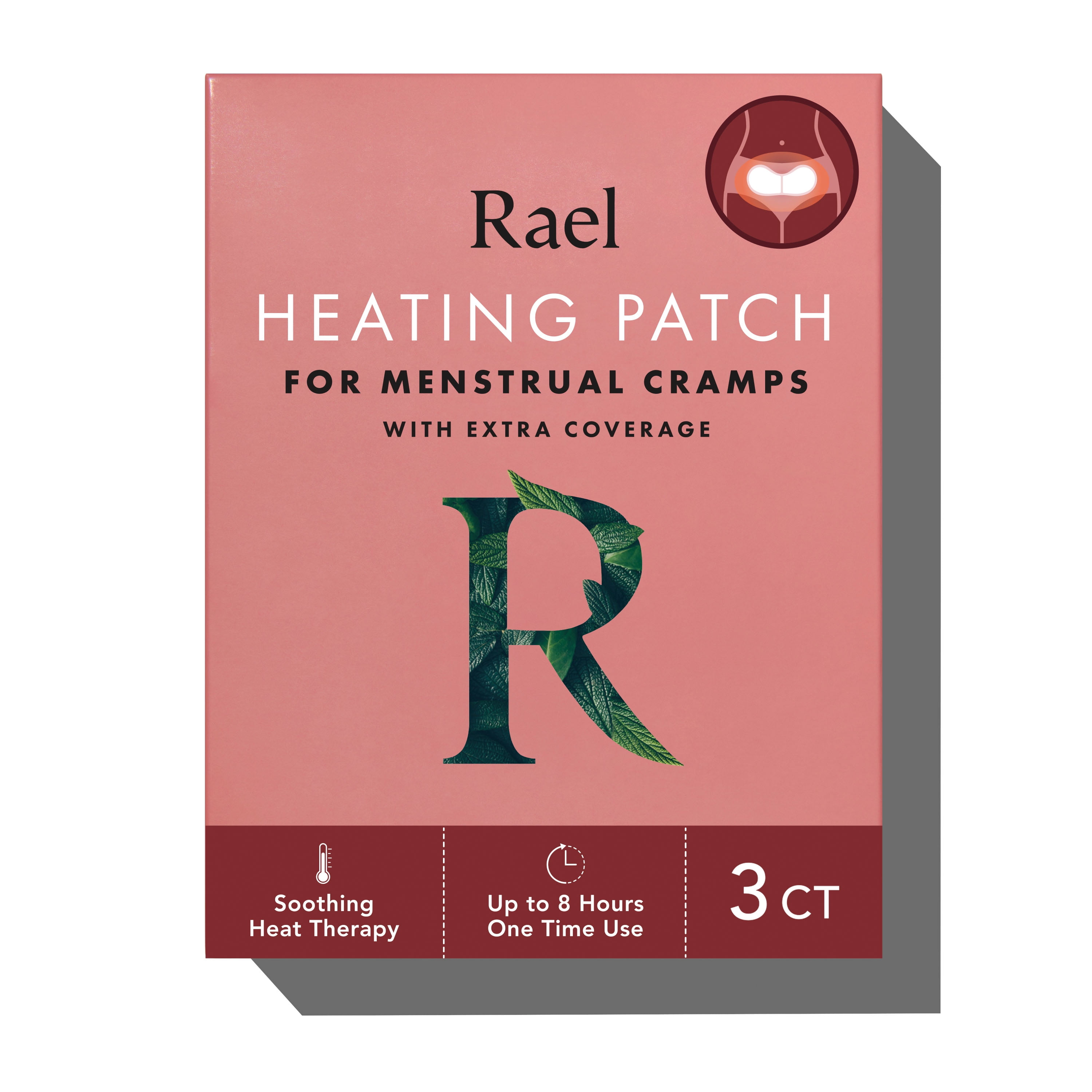 Rael Heating Patch, for Menstrual Cramps, with Extra Coverage, 3 Count