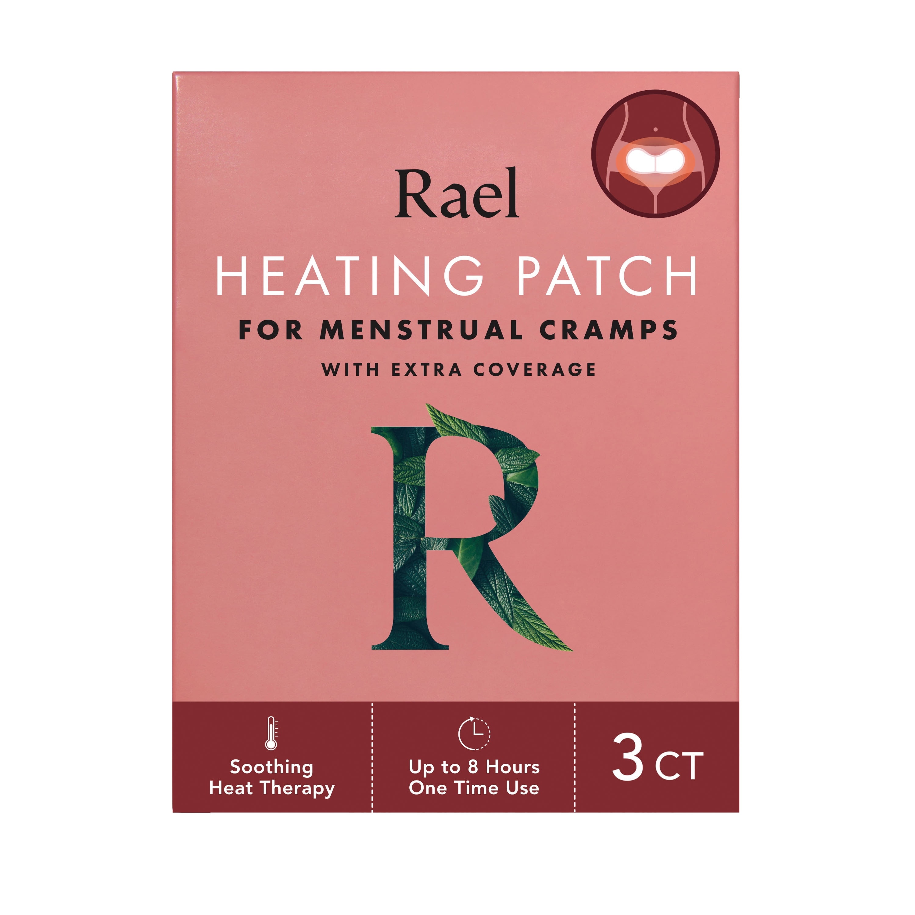 Rael Heating Patch, for Menstrual Cramps, with Extra Coverage, 3 Count