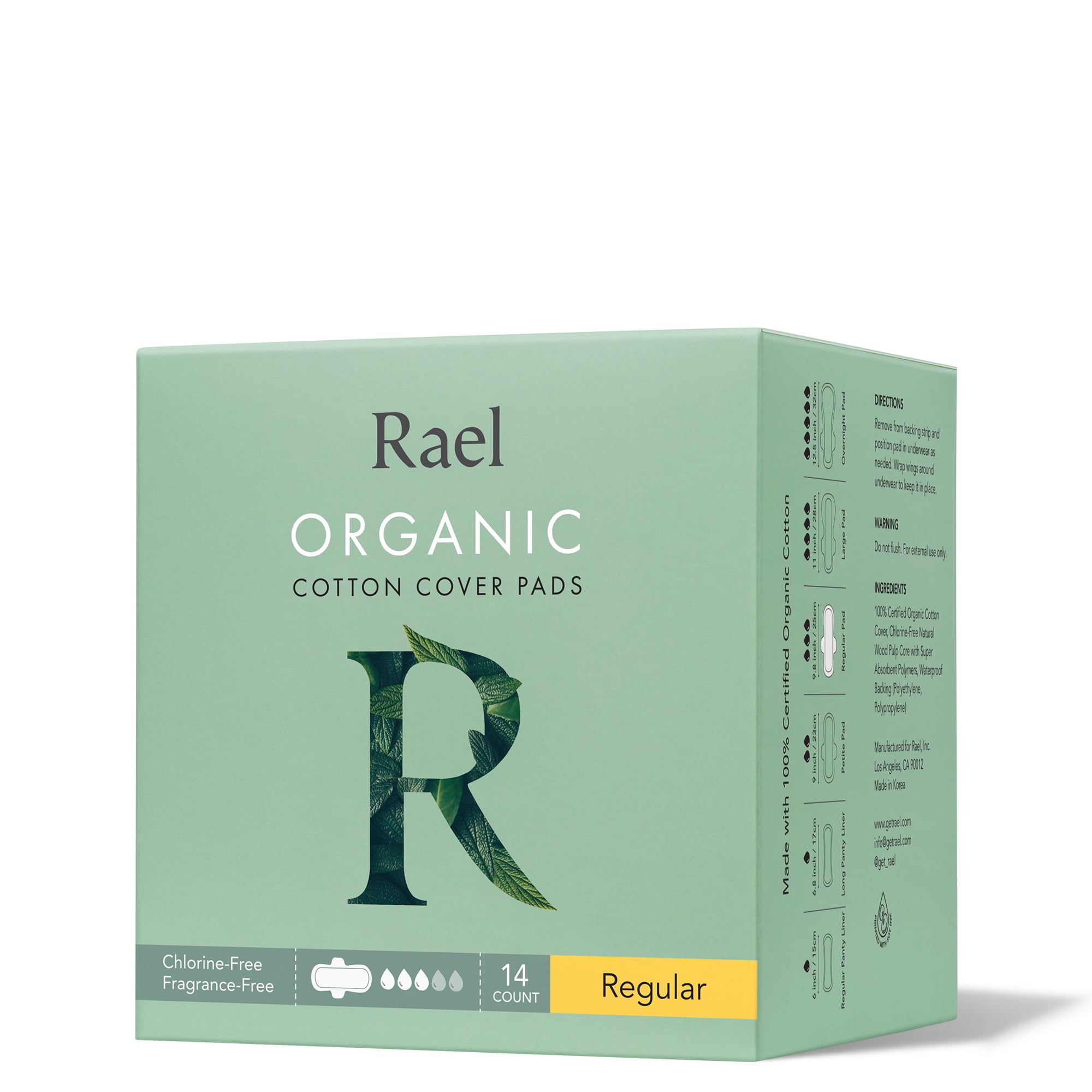 Rael Organic Cotton Cover Menstrual Regular Pads - Unscented