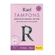 Rael Tampons Made with Organic Cotton With BPA-Free Applicator, Regular, 16 Count