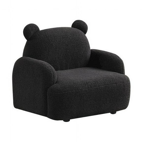 Raelynn 25.5"W Black Sherpa Fabric Bear-Shaped Kids Armchair