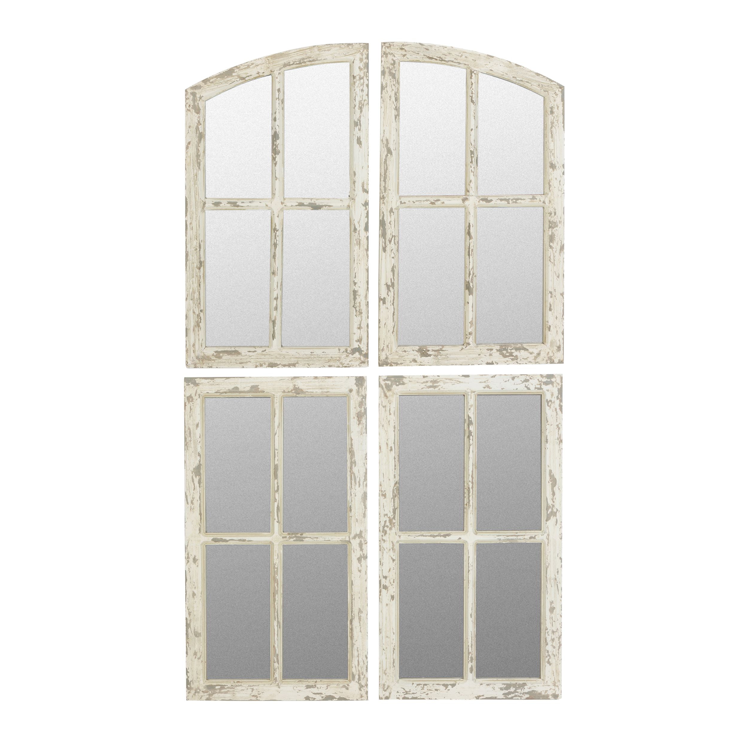 Raelynn Arch Window Pane Mirrors OffWhite 27" x 15" (Set of 4) by Aspire