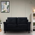 thumbnail image 1 of Raelynn Button Tufted Loveseat Sofa- Affordable Black Small Loveseat for Budget-Conscious Buyers - Microfiber Couch for Small Spaces - Durable and Sturdy Living Room Furniture with Tool-Free Assembly, 1 of 18