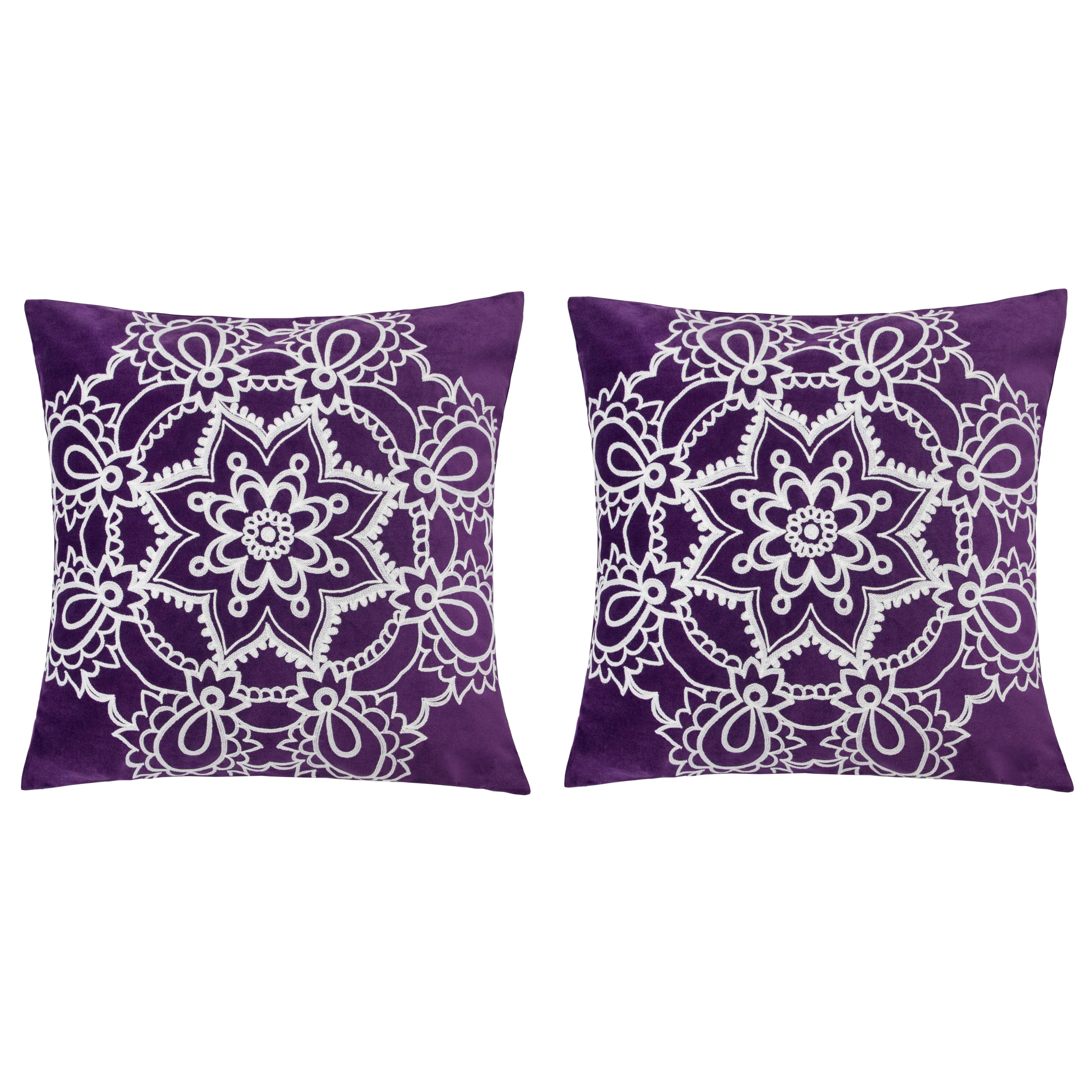 Raelynn Purple Abstract Polyester 20 in. x 20 in. Throw Pillow (Set of 2)