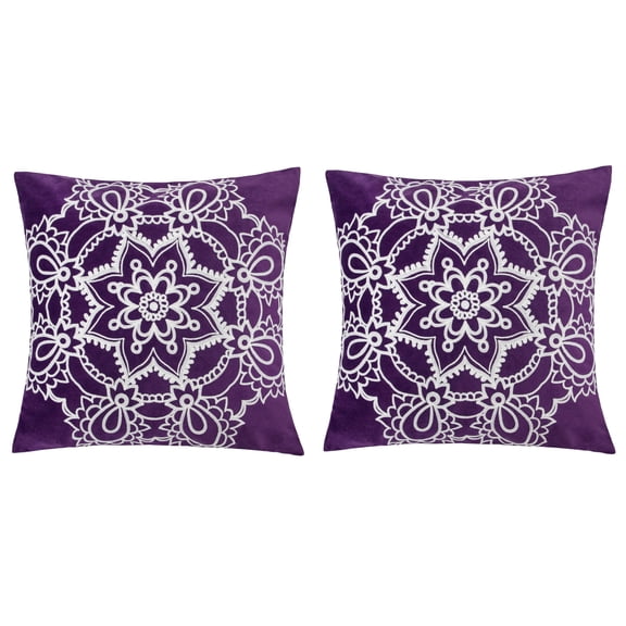 Raelynn Purple Abstract Polyester 20 in. x 20 in. Throw Pillow (Set of 2)