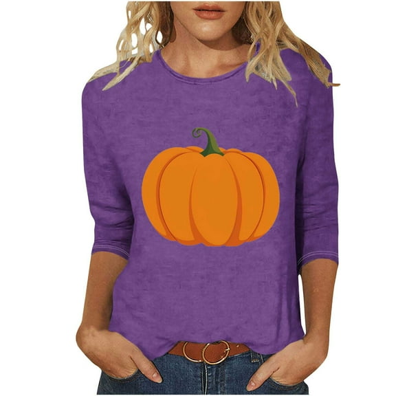 Raeneomay 3/4 Length Sleeve Womens Tops Fashion Tees Casual CrewNeck Loose T Shirt Ladies Tops Blouses Shirts