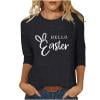 thumbnail image 1 of Raeneomay 3/4 Length Sleeve Womens Tops Women Fashion Easter Printed T-Shirt Blouse Round Neck Casual Tops, 1 of 6