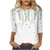 thumbnail image 1 of Raeneomay 3/4 Length Sleeve Womens Tops Women Fashion Printed T-Shirt Blouse Round Neck Casual Tops, 1 of 6
