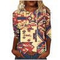 Raeneomay 3/4 Length Sleeve Womens Tops Women's Fashion Printed T-Shirt Blouse Round Neck Casual Tops