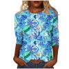 thumbnail image 1 of Raeneomay 3/4 Length Sleeve Womens Tops Women's Fashion Printed T-Shirt Blouse Round Neck Casual Tops, 1 of 6