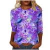 thumbnail image 1 of Raeneomay 3/4 Length Sleeve Womens Tops Women's Fashion Printed T-Shirt Blouse Round Neck Casual Tops, 1 of 6