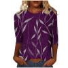 thumbnail image 1 of Raeneomay 3/4 Length Sleeve Womens Tops Women's Fashion Printed T-Shirt Blouse Round Neck Casual Tops, 1 of 6