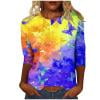 thumbnail image 1 of Raeneomay 3/4 Length Sleeve Womens Tops Women's Fashion Printed T-Shirt Blouse Round Neck Casual Tops, 1 of 6