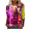 thumbnail image 1 of Raeneomay 3/4 Length Sleeve Womens Tops Women's Fashion Printed T-Shirt Blouse Round Neck Casual Tops, 1 of 6