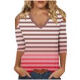 thumbnail image 1 of Raeneomay 3/4 Length Sleeve Womens Tops Women's Fashionable Solid Color T-Shirt Shirt V-Neck Casual Top, 1 of 5